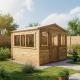 Gewächshaus aus Holz 9m² braun, Wandstärke 28mm - Gardy Shelter