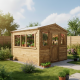 Gewächshaus aus Holz 9m² braun, Wandstärke 28mm - Gardy Shelter