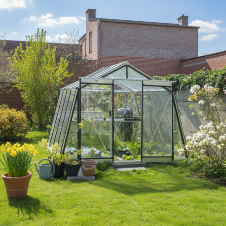 Gewächshaus S104H 9,12 m² aus Aluminium und Sicherheitsglas ALULINE – ACD