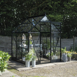 Gewächshaus 3,7m² Schwarz aus Aluminium und Blankglas Icon 6 - Halls
