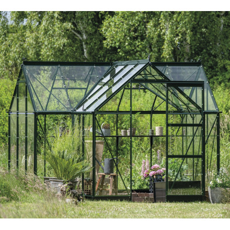 Gewächshaus 8,6m² Grün aus Aluminium und Sicherheitsglas Icon Gardenhouse 6 - Halls