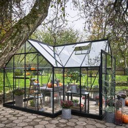 Gewächshaus 13m² Schwarz aus Aluminium und Sicherheitsglas Icon Gardenhouse 8 - Halls