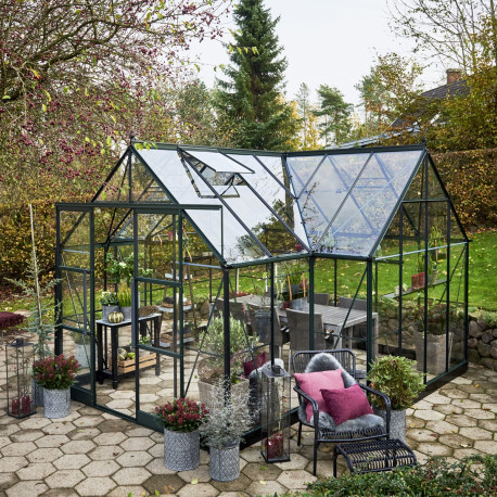 Gewächshaus 13m² Grün aus Aluminium und Sicherheitsglas Icon Gardenhouse 8 - Halls