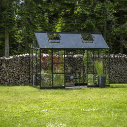 Gewächshaus 7,3m² Schwarz aus Aluminium und Sicherheitsglas Icon Planthouse 6 - Halls