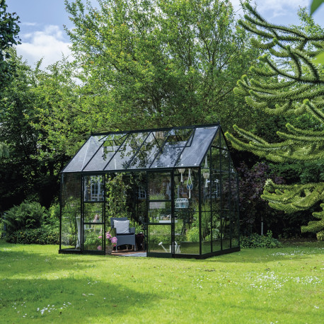 Gewächshaus 9,7m² Schwarz aus Aluminium und Sicherheitsglas Icon Planthouse 8 - Halls