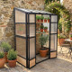 Balkongewächshaus aus Holz und Polycarbonat 3mm mit Regalen und aufklappbarem Dach - Arbour