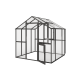 Gewächshaus 5,06m² aus Aluminium, 4mm Sicherheitsglas und Polycarbonatplatten Aptasia III-small - anthrazit-grau - KGT
