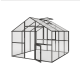 Gewächshaus 9,59m² aus Aluminium, 4mm Sicherheitsglas und Polycarbonatplatten Ortasia III - anthrazit-grau - KGT