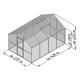Gewächshaus 12,74m² aus Aluminium, 4mm Sicherheitsglas und Polycarbonatplatten Ortasia IV - anthrazit-grau - KGT