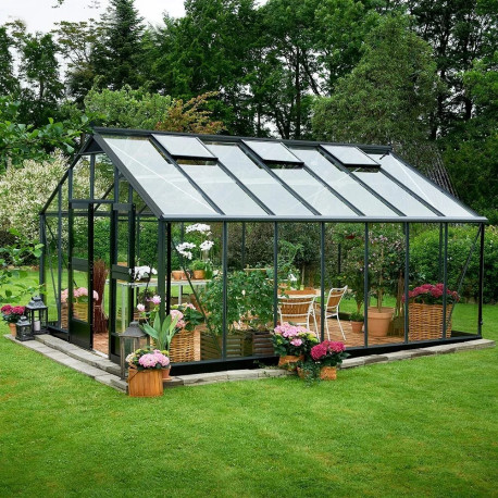 Gewächshaus 18,8m² Anthrazit und Sicherheitsglas Gärtner - Juliana