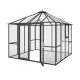 Gewächshaus 9m² aus Aluminium, 4mm Sicherheitsglas und Polycarbonatplatten PaviLux - anthrazit-grau - KGT