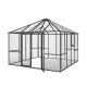 Gewächshaus 12,25m² aus Aluminium und 4mm Sicherheitsglas PaviLux - anthrazit-grau - KGT