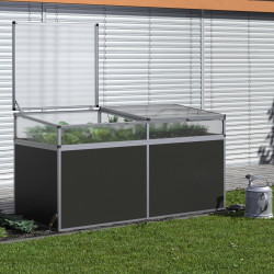 Frühbeetaufsatz aus Aluminium und 6mm Polycarbonat für Hochbeet 210 – blank – KGT