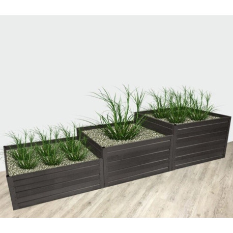 3er-Set Hochbeete – 225x50cm – Farbe Braun – Klasika