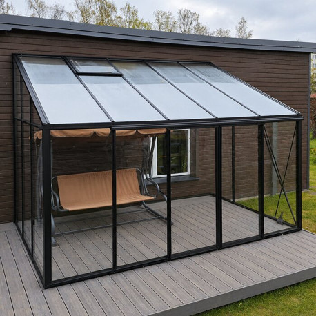 Anlehngewächshaus 3,69m² – H.268cm – aus Aluminium und Sicherheitsglas – BloomCabin