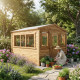 Gewächshaus aus Holz 9m² braun, Wandstärke 28mm - Gardy Shelter