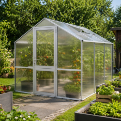 Gewächshaus 7,53m² aus Aluminium und 10mm Polycarbonatplatten Rose III - pressblank - KGT