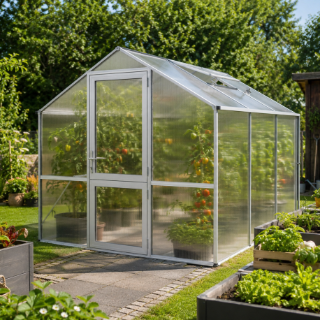 Gewächshaus 7,53m² aus Aluminium und 10mm Polycarbonatplatten Rose III - pressblank - KGT
