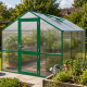 Gewächshaus 10m² aus Aluminium und 10mm Polycarbonatplatten Rose IV - moosgrün - KGT