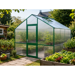 Gewächshaus 12,74m² aus Aluminium und 10mm Polycarbonatplatten Lilie IV - moosgrün - KGT