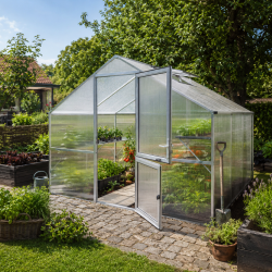 Gewächshaus 9,59m² aus Aluminium und 10mm Polycarbonatplatten Orchidee III - pressblank - KGT
