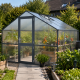 Gewächshaus 12,74m² aus Aluminium und 10mm Polycarbonatplatten Orchidee IV - anthrazit-grau - KGT