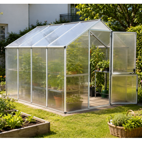 Gewächshaus 6,81m² aus Aluminium und 6mm Polycarbonatplatten Callas IV - pressblank - KGT