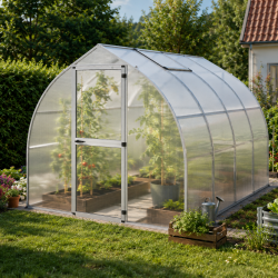 Gewächshaus 6,81m² aus Aluminium und 6mm Polycarbonatplatten Rhodo IV - pressblank - KGT
