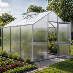 Gewächshaus 9,59m² aus Aluminium und 16mm Polycarbonatplatten Dahlie III - pressblank - KGT