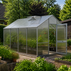 Gewächshaus 12,74m² aus Aluminium und 16mm Polycarbonatplatten Dahlie IV - pressblank - KGT