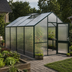 Gewächshaus 12,74m² aus Aluminium und 16mm Polycarbonatplatten Dahlie IV - grün - KGT