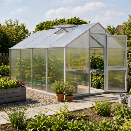 Gewächshaus 12,74m² aus Aluminium und 16mm Polycarbonatplatten Nelke IV - pressblank - KGT