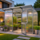 Gewächshaus mit Pultdach 6,06m² aus Aluminium und 16mm Polycarbonatplatten Santini II - anthrazit-grau - KGT