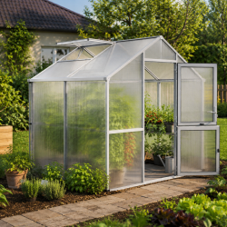 Gewächshaus 5,06m² aus Aluminium und 16mm Polycarbonatplatten Iris II - pressblank - KGT