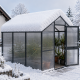 Gewächshaus 7,53m² aus Aluminium und 16mm Polycarbonatplatten Iris III - anthrazit-grau - KGT