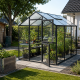 Gewächshaus 7,53m² aus Aluminium, 4mm Sicherheitsglas und Polycarbonatplatten Aptasia III - anthrazit-grau - KGT