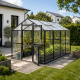 Gewächshaus 10m² aus Aluminium, 4mm Sicherheitsglas und Polycarbonatplatten Aptasia IV - anthrazit-grau - KGT