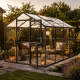 Gewächshaus 10m² aus Aluminium, 4mm Sicherheitsglas und Polycarbonatplatten Aptasia IV - anthrazit-grau - KGT