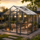 Gewächshaus 9,59m² aus Aluminium, 4mm Sicherheitsglas und Polycarbonatplatten Ortasia III - anthrazit-grau - KGT