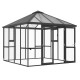 Gewächshaus 9m² aus Aluminium, 4mm Sicherheitsglas und Polycarbonatplatten PaviLux - anthrazit-grau - KGT