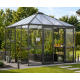 Gewächshaus 9m² aus Aluminium, 4mm Sicherheitsglas und Polycarbonatplatten PaviLux - anthrazit-grau - KGT