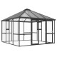 Gewächshaus 12,25m² aus Aluminium, 4mm Sicherheitsglas und Polycarbonatplatten PaviLux - anthrazit-grau - KGT