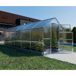 Gewächshaus Bernard 235x600cm aus verzinktem Stahl und 4mm Polycarbonatplatten – Klasika