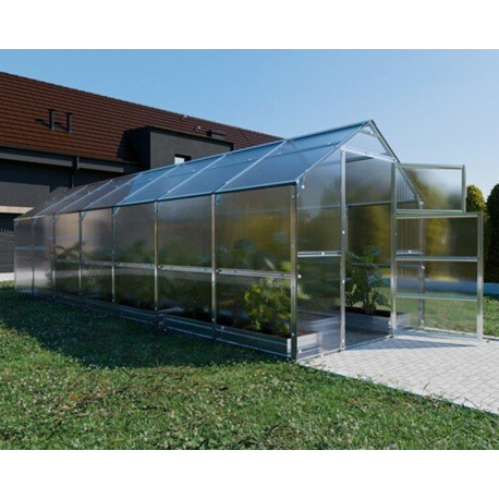 Gewächshaus Bernard 235x700cm aus verzinktem Stahl und 6mm Polycarbonatplatten – Klasika