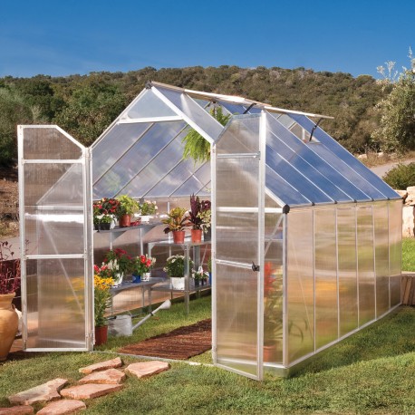 Gewächshaus Essence 8,9m² aus Aluminium und Polycarbonat, silbergrau – Canopia von Palram
