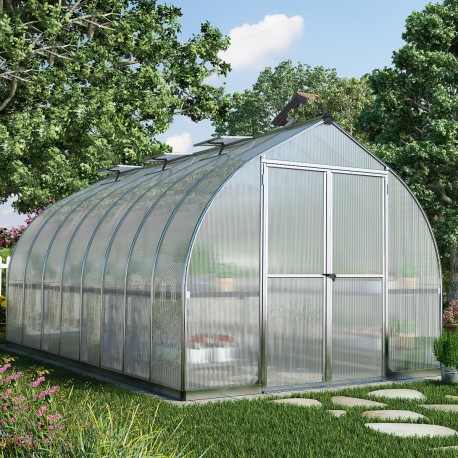 Gewächshaus 11,76m² silbergrau aus Aluminium und Polycarbonat 6mm Bella - Canopia by Palram
