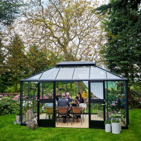 Gewächshaus anthrazit Grand Oase 13m² Aluminium und 3mm Sicherheitsglas - Juliana