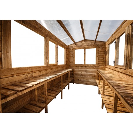 Regale aus vorbehandeltem Holz 2 Etagen für Holz-Gewächshaus 6m² Gardy Shelter