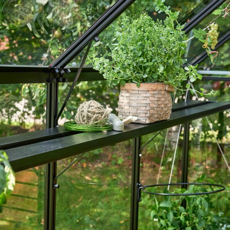 Lamellenregal aus Aluminium schwarz für Gewächshaus Gartner 16,2m² Juliana
