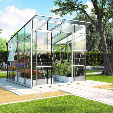 Gewächshaus Freya 7600 aus Aluminium, 3mm Sicherheitsglas und 6mm Polycarbonatplatten - Vitavia